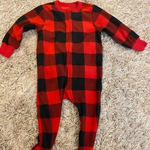 Buffalo plaid fleece footed pajama